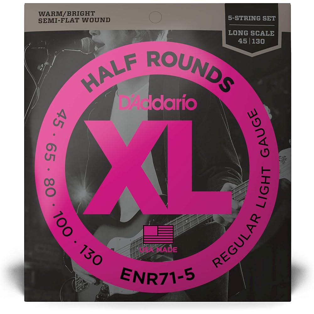 D'Addario Daddario Bass Strings Half Round/Pure Nikkel Long Scale 5 Strings .045-.130 ENR71-5 [Do...