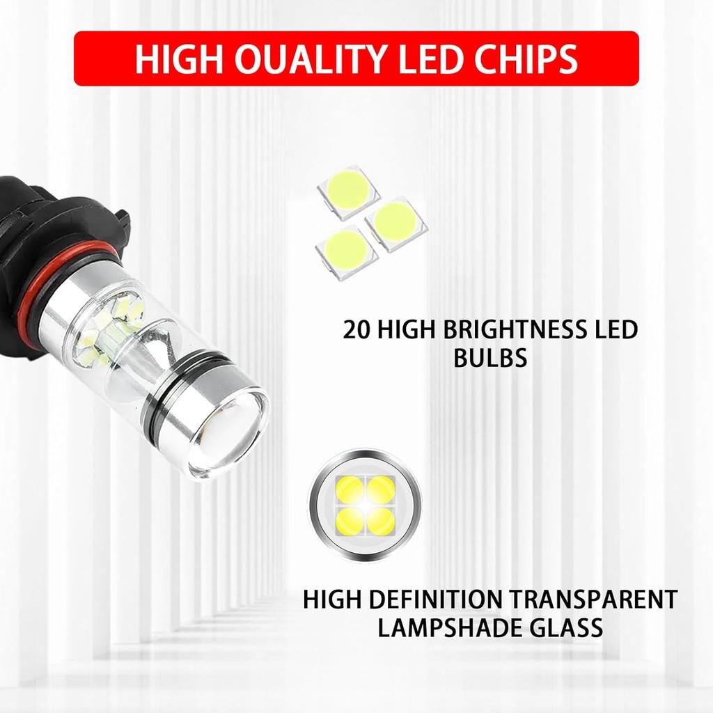 2PCS 9005/9006 LED Headlight Bulbs Fog Light Bulb, High and Low Beam Lights 12V 100W, 6500K Daytime Running Lights, Front Light Replacement Kit for