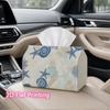 1pc, 2D Flat Printing, Tissue Box Coastal Nautical Design Tissue Box Holder - Seashell Blue Style, Party Tissue Box, Versatile for Kitchen & Dining, S