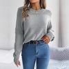 Women Autumn Winter Casual Solid Color Long Sleeve Knitted Pullover Sweater