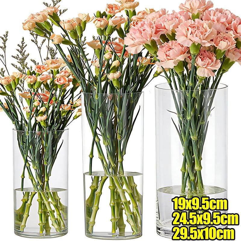 Vaso per Fiori Cilindrico Trasparente in Acrilico Infrangibile Alto Grande Vasi in Plastica per Decorazione Matrimonio Festa Vaso Fioriera Idroponica