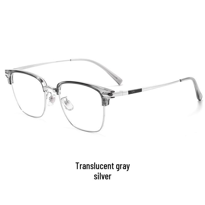 Anti-Blue Light Men's Eyebrow Eyeglass Frame, Ultralight Semi-Titanium, Lily Wei Model 122616Y, Fits Prescription Lenses.