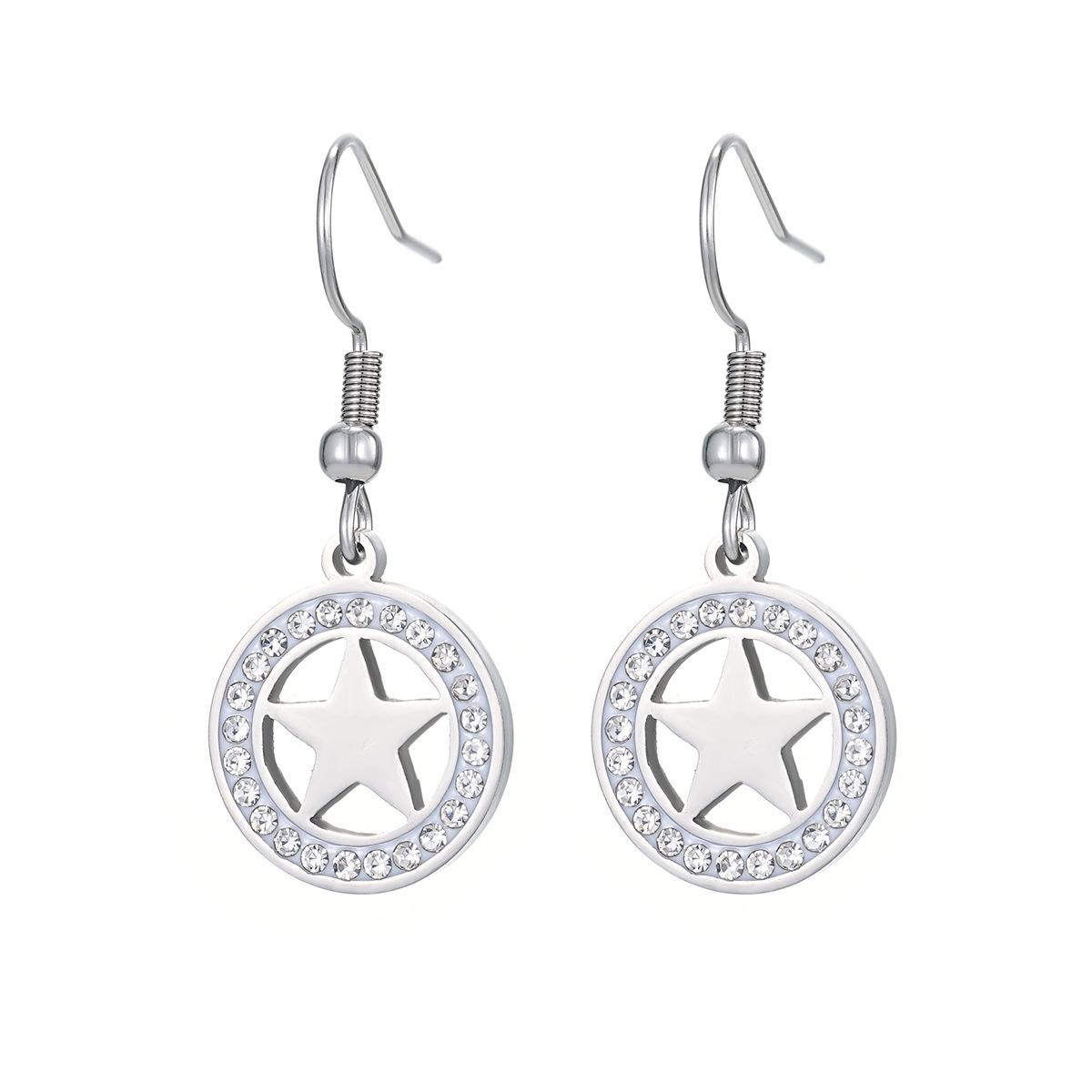 

Серьги в форме звезды из нержавеющей стали с камнями CZ, женский комплект небесных украшений, дизайн в виде сверкающей пятиконечной звезды