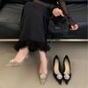 2025 New Late Evening Wind Rhinestone Flower Elegant Light Mouth Satin Stiletto Professional Commuter Work Women's Shoes
