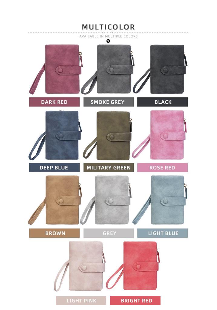 Women's Frosted Texture Wallet: Multi-slot, Snap Button, Zippered Coin Purse