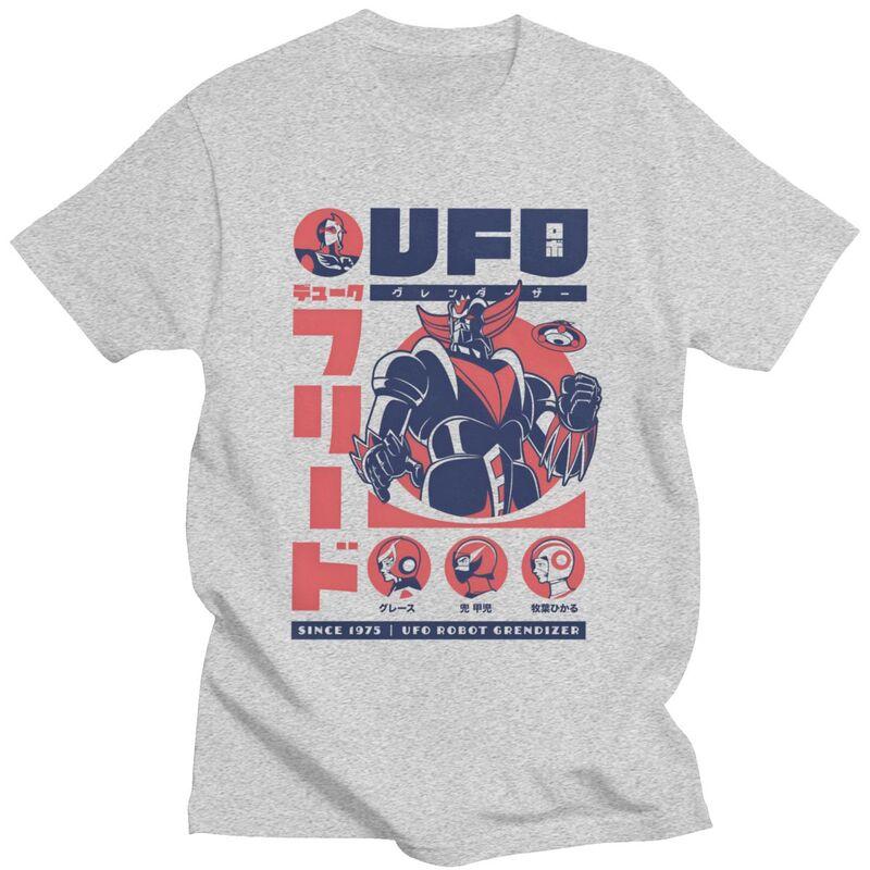 Custom UFO Robot Goldorak Grendizer T Shirt for Men Pure Cotton Tshirt Leisure Tee Short Sleeve Tshirt Slim Fit Clothing Gift