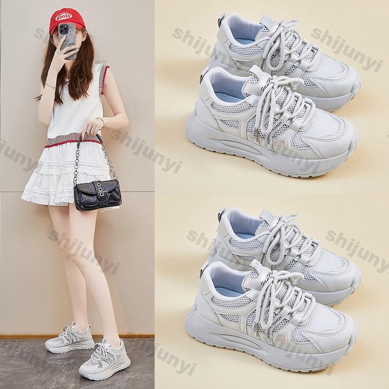 Damenschuhe 2026 Frühling Herbst Neu Atmungsaktives Mesh Hohl Plateau Sneaker Bequem Höhe Erhöhend Schnürung Freizeit Schuhe