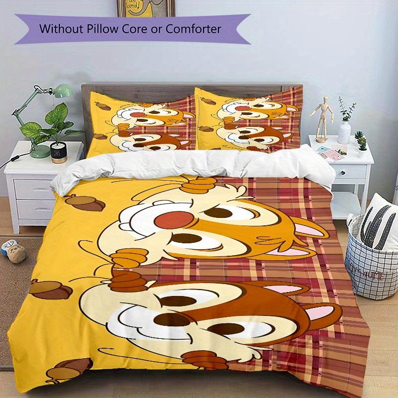 3pcs set Chip & Dale1pc of quilt cover+2pcs of pillowcase, no core, print bedding, All Seasons Bedroom Setting060
