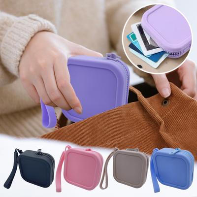 Madeni Para Cüzdanı Madeni Paralar Kulaklıklar Belgeler Silikon Hafif Pürüzsüz Fermuarlı Anahtarlık Yüzük Tutucu Taşınabilir Çanta Günlük Kullanım Alışveriş Seyahat