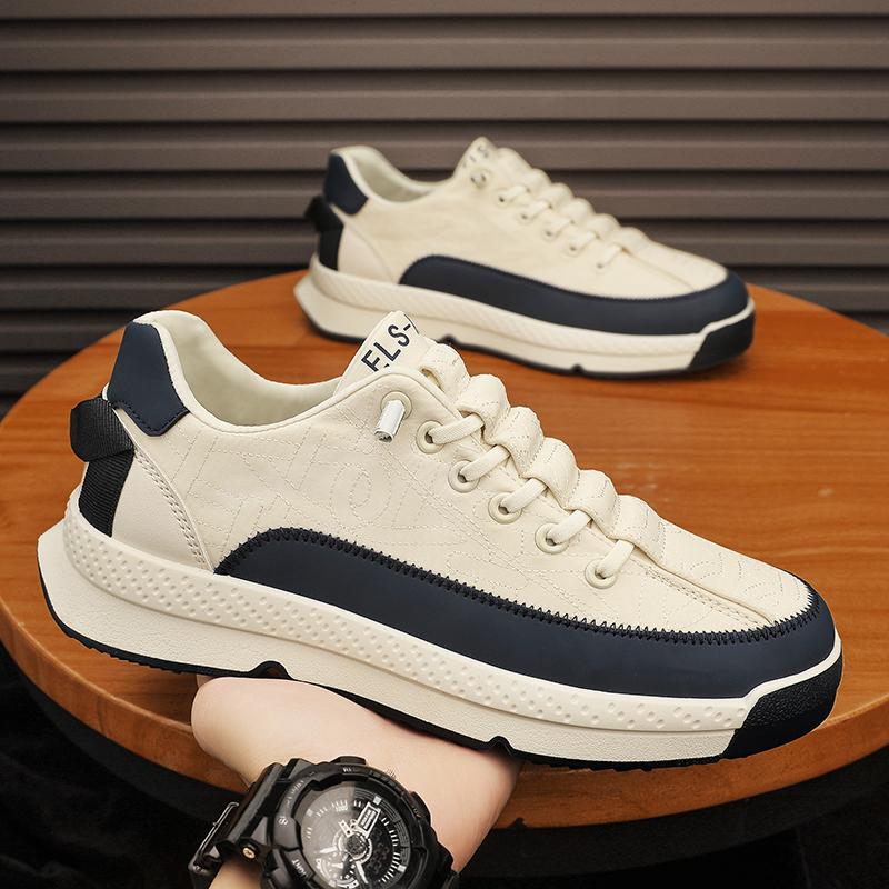 Chunky Sneakers Herren Laufschuhe mit weicher Sohle, modisch, lässig, Leder, Stoff, atmungsaktiv, erhöhte Höhe, flache Plattform, Boardschuhe