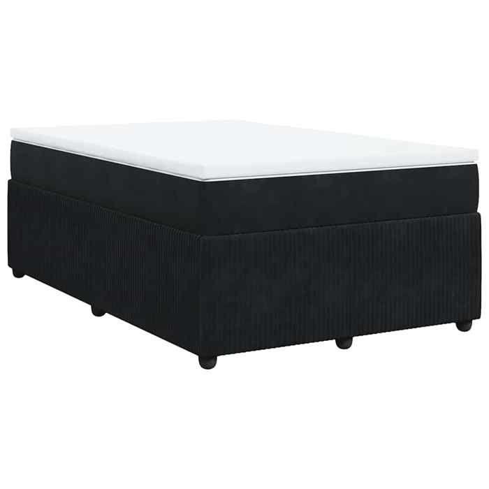 Exclusive House - Slatted Bed Base with Black Velvet Mattress 120x190 Cm