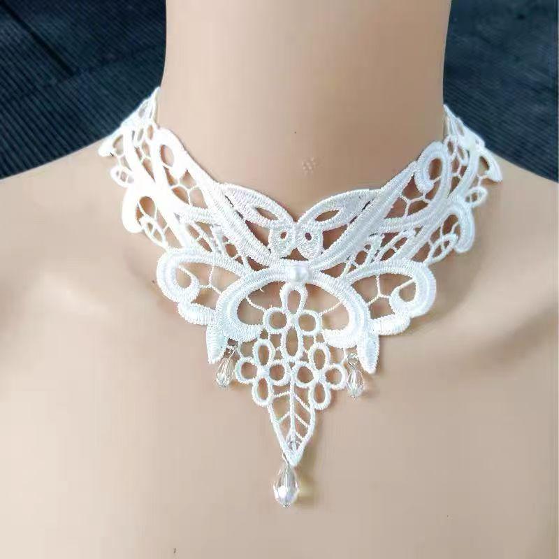 White Lace Butterfly Choker Necklace - Versatile Fashion Accessory for Weddings & Nightclubs