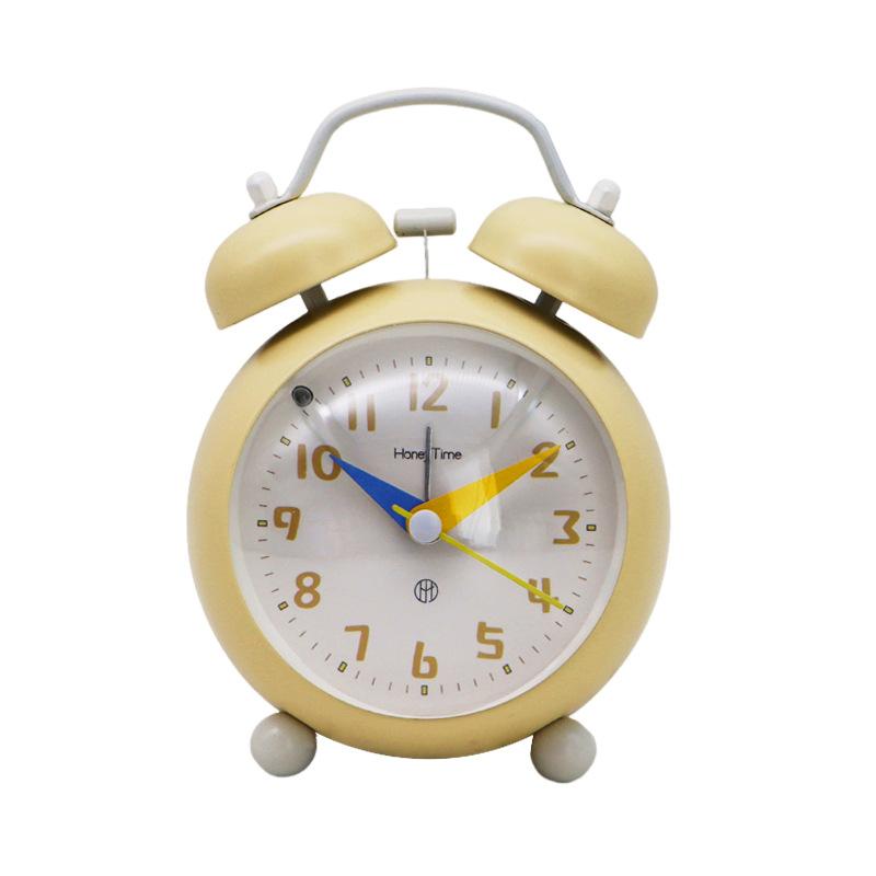 Extra Large Ringtone Retro Round Convex Ring Alarm Clock Children's Student Home Bedside Silent Sweep Second Night Light Clock