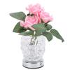 Rose Tischlampe Exquisite elegante kabellose LED-Kunstblumen-Touch-Lampe mit klarer Kristallvase