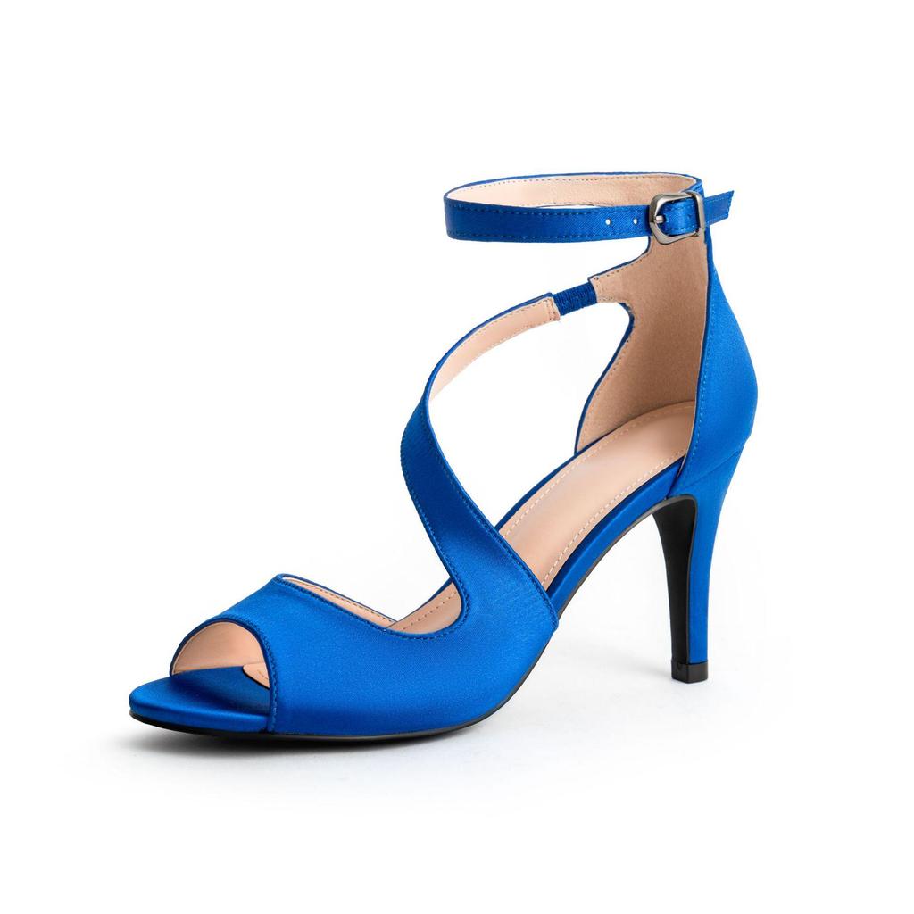 In-Stock Women's Summer Peep-Toe Strappy Stiletto Sandals - Black, Plus Size, Waterproof Platform