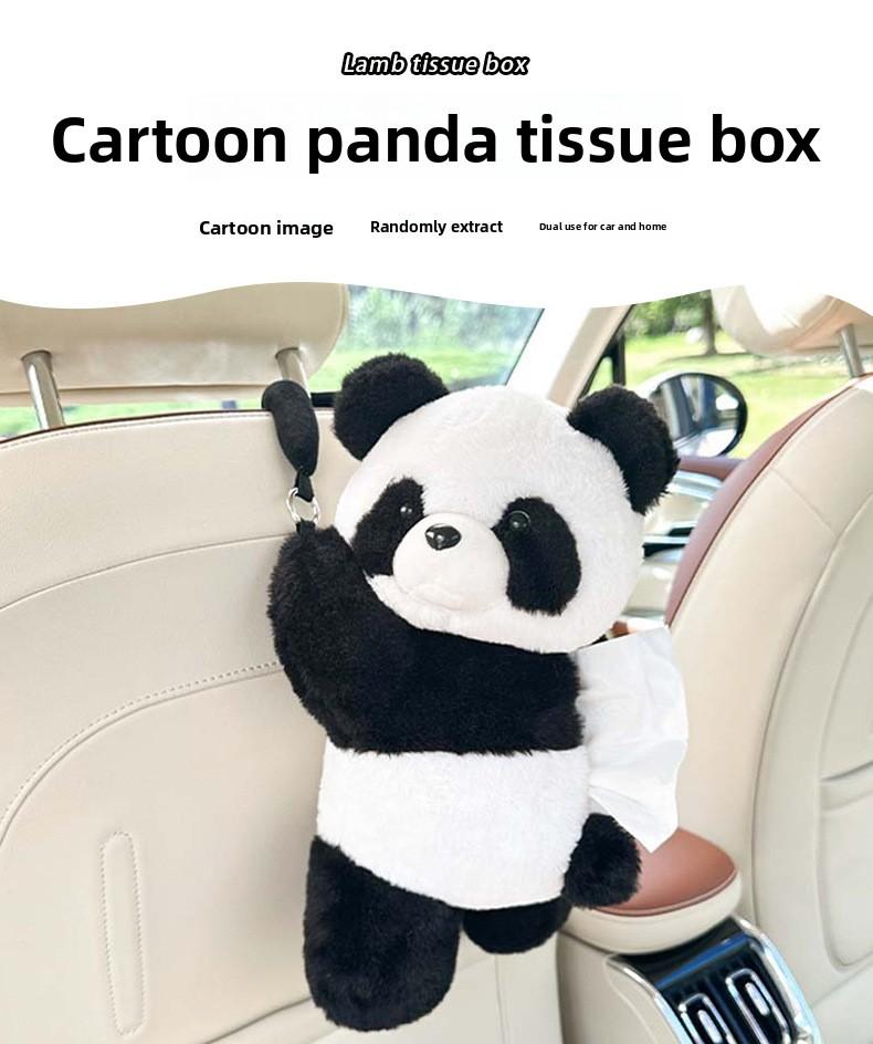 Cartoon Panda Car Tissue Box Plush Cute Doll Car Car Seat Back Hanging Car Car Box Storage and Sorting