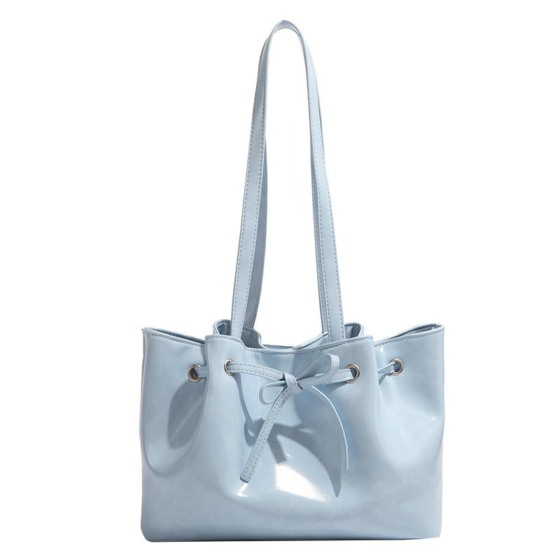 Niche Dumpling Bag for Women In Summer Bow Drawstring Bucket Bag Fashionable and Versatile Hand-Laundry Single Shoulder Underarm Bag