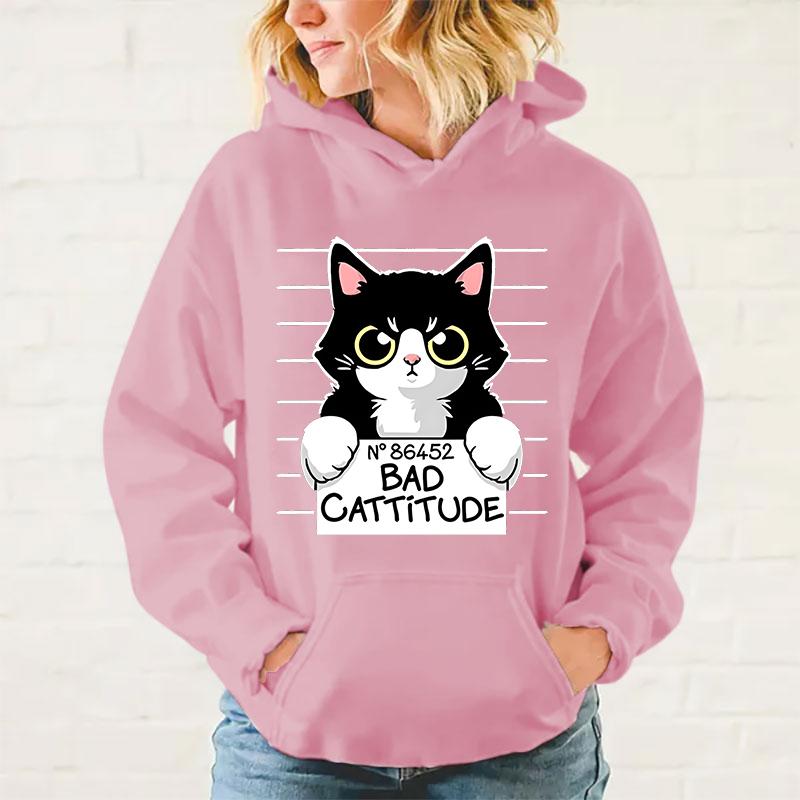 Hot Cat Printed Women And Men Hoodies Loose Pullover Hooded Plus Size Autumn And Winter Long Sleeve Couple Sweatshirt