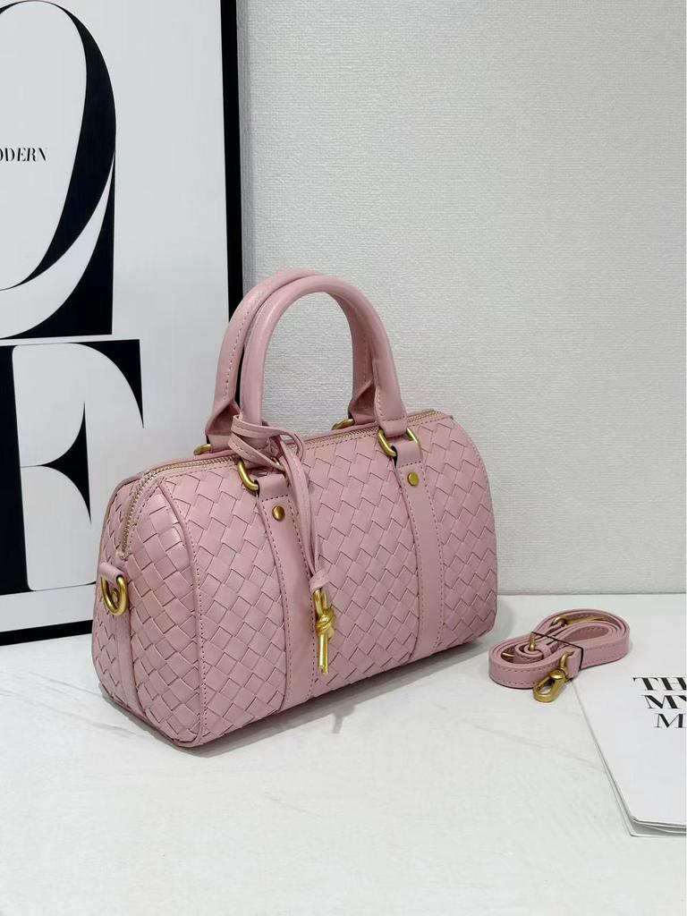 Bolsa de Mão Tecida em Couro de Vaca Diamante Outono/Inverno 2025: Bolsa Versátil para Negócios, Deslocamento, Ombro e Mensageiro