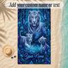 Leopard Theme Soft Beach Towel Personalized Custom Name Text Towel Portable for Beach Pool Travel