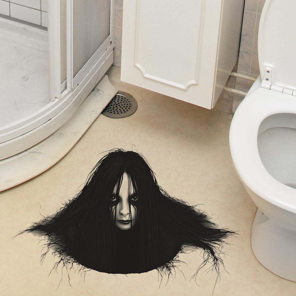Halloween Horror Female Ghost Head Bedroom Living Room Floor Atmosphere Decoration Stickers