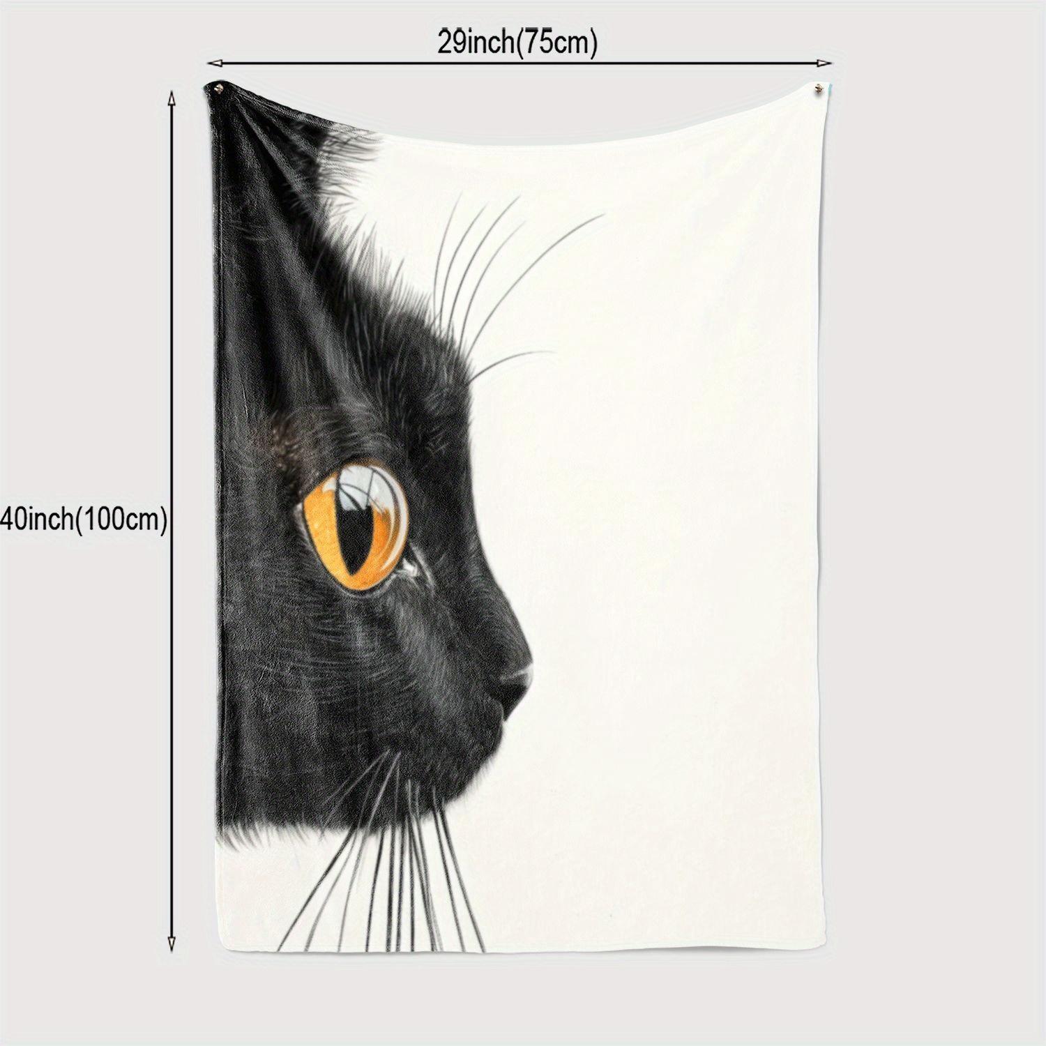 

Luxurious Cat Face Print Fleece Throw Blanket - Cozy, All-Season, Tear-Resistant Polyester - Ideal for Home Decor, Sofa, Pets, O 130x150cm