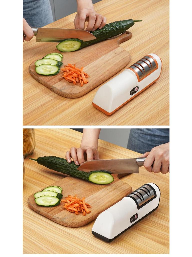 Electric Knife Sharpener with Whetstone and Quick Charging - Compact Kitchen Tool