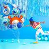 Ocean Animal-themed Birthday Happy Balloon Set - Crab, Shark, Blue Sequined Ocean Balloons - Birthday Party Decoration for Celebration