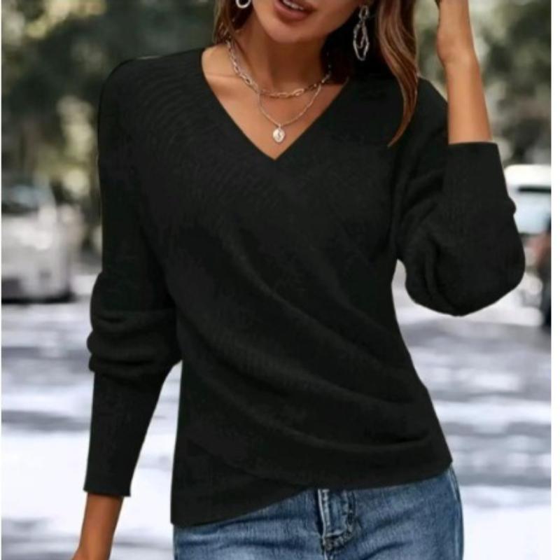 Women'S Elegant V-Neck Long Sleeve Sweater - Soft Warm Winter Pullover,Formal Tops for Women, Ladies Sweaters