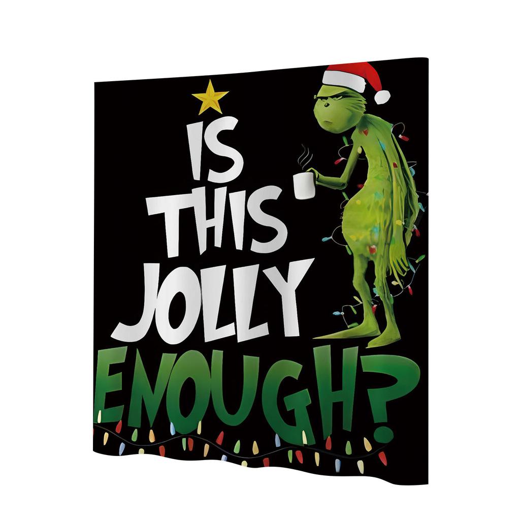 180x180cm Cute Christmas Pattern Printed Shower Curtain With Hooks