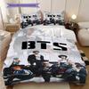 Bts Globale Musik-Sensation Dreiteiliges Set (1 Bettbezug + 2 Kissenbezüge, ohne Füllung) 2D flaches Weihnachts-Geburtstagsgeschenk Bettbezug und Kissenbezug