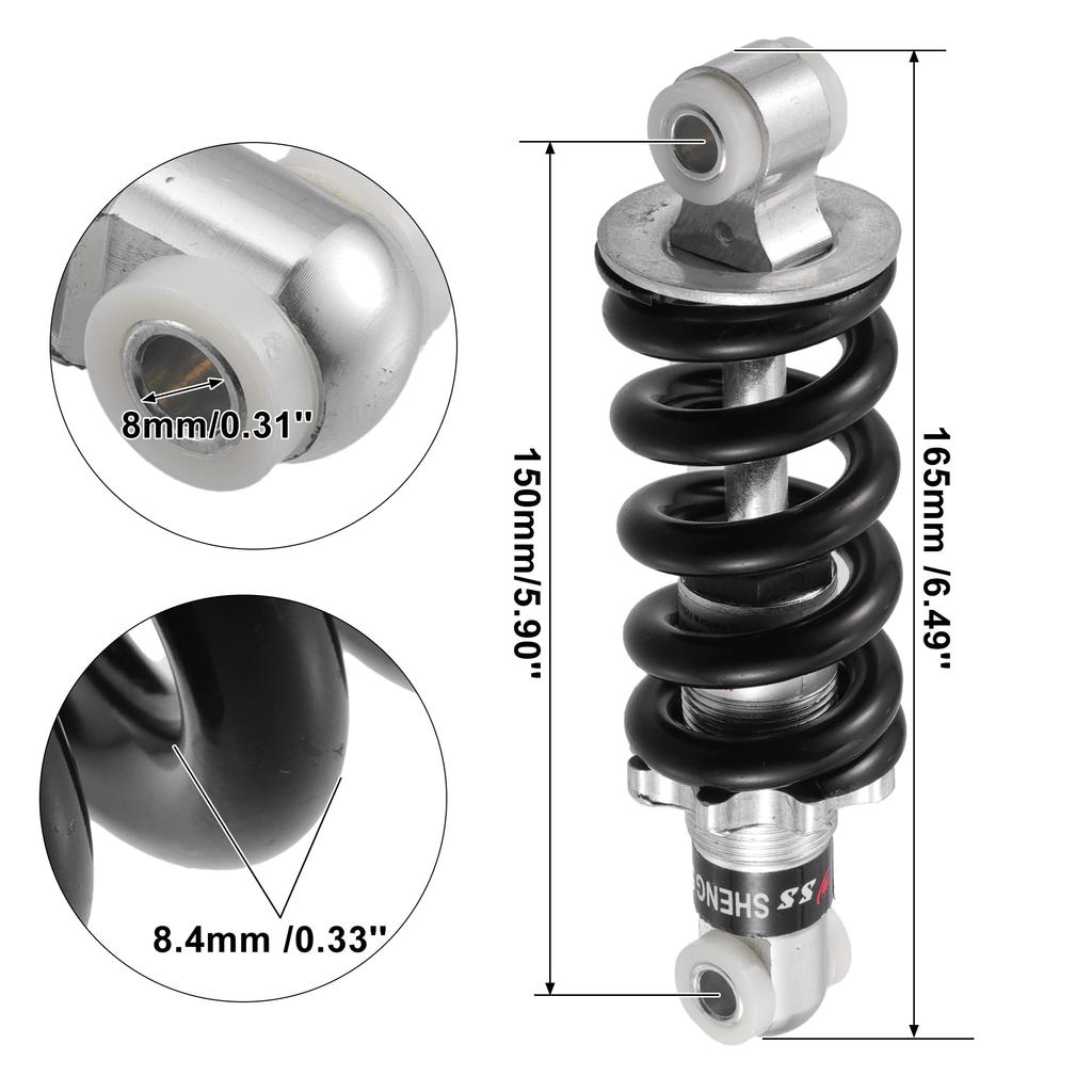 X AUTOHAUX Rear Shock Rear Shock Shock Strut for Mountain Folding and 1 Piece Absorber, Damper, Bikes, Bicycles, Motorcycles, 150mm, 1500LBS,