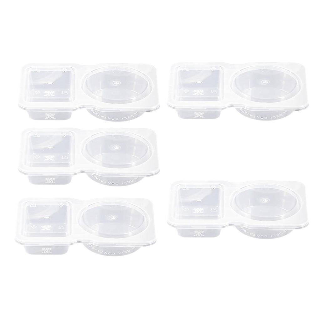 5/10Pcs Reusable Sauce Cup Containers with Hinged Lids Sauce Food Box Clear Plastic Portion Cups 4.5oz-5pcs