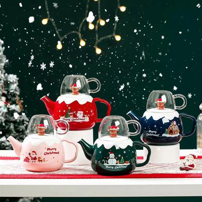 Christmas Ceramic Tea Kettle Set Cute Cartoon Ceramic Cold Water Utensil Christmas Kettle Gift Gift