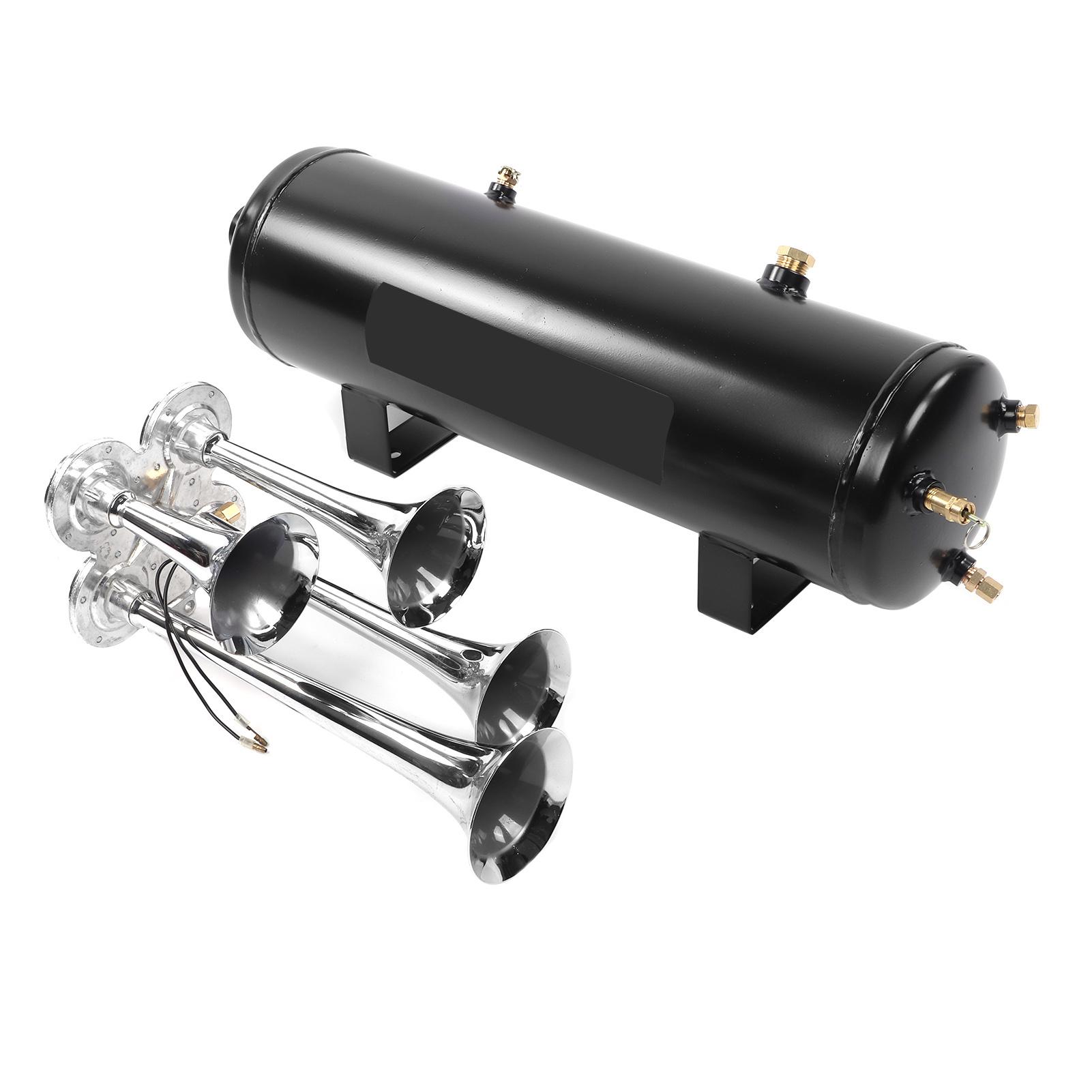 Комплект пневматического гудка с 4 клаксонами, 200 PSI, универсальный для лодки, яхты, автомобиля, пикапа, система из нержавеющей стали, громкий