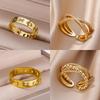 Vintage Sun Moon Rings For Women Men Stainless Steel Gold Color Sun Moon Finger Ring Femme Aesthetic Jewelry Gift Anillos