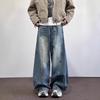 American High Street Wide-leg Jeans Men's Trendy Brand Deconstruction Washed Loose Casual Mopping Versatile Couple Trousers