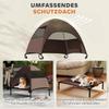 Outdoor Dog Bed with Roof, Elevated Dog Bed for Medium-Sized Dogs, 76 X 61 X 71cm, Coffee