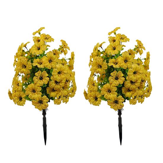 Artificial Flower Stake for Outdoor UV Resistant Fake Floral Shrubs with Ground Spike Realistic Faux Bushes Plant for Garden Yard Porch Patio Decor