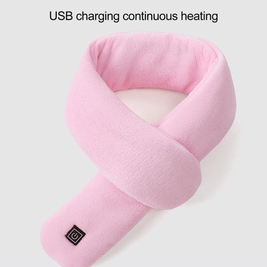 Electric Heating Scarf Rechargeable Heated Shawl Neck Warmer with 3 Adjustable Gears Plush Fabric Neck Heating Wrap