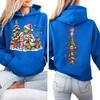 Women's Christmas Print Hooded Sweatshirt Lightweight Long Sleeve Pullover for Holiday