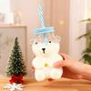 Bear Glass Sippy Cup with Leak-Proof Lid Straw Cute Bear Glass Mug for Juice Milk Tea Smoothies Creative Bear-themed Drinkware