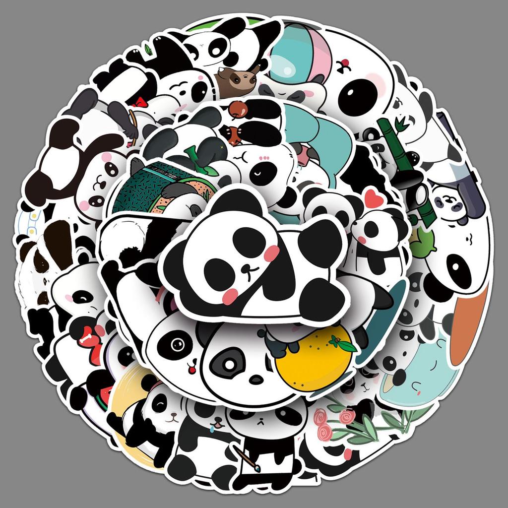Cartoon Panda Graffiti Stickers for Suitcases, Phones, Water Bottles, and Cars - 50 Cute Animal Designs