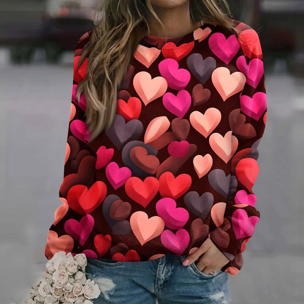 Women's Fashion Casual Long Sleeve  Printed Neck Sweatshirt Top