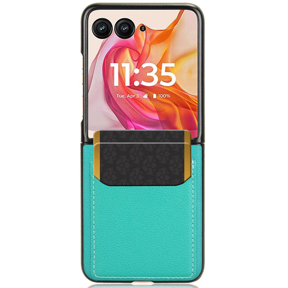 Für Motorola Razr 50 Ultra 5G Hülle Litschi-Textur Kartenhalter Leder+PC Handyhülle
