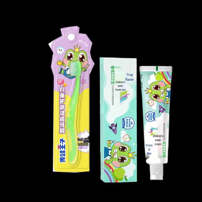 Frog Prince Kids Toothbrush & Apple Toothpaste Set