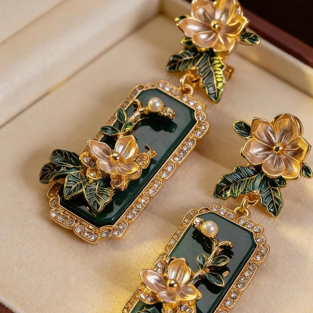 Brincos de Relevo Estilo Corte Chinês Vintage