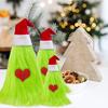 3 Pcs Green Furry Christmas Tree Decoration Fuzzy Elf Xmas Tree Tabletop Decor Soft Faux Fur Table Centerpiece for Living Room Home Kitchen Desk Decor