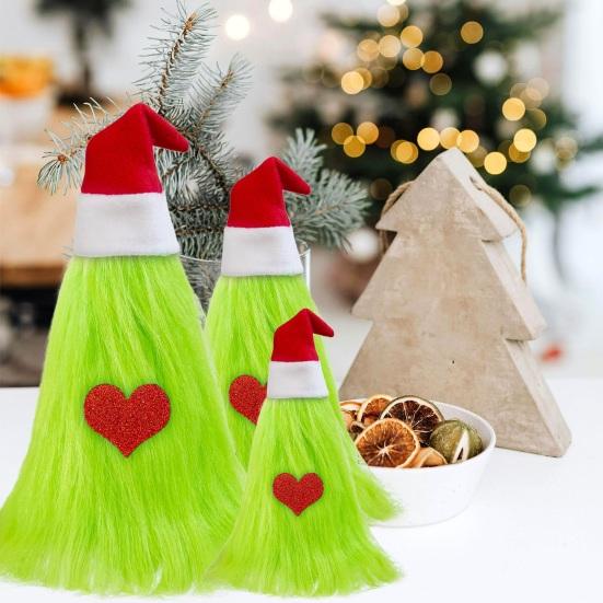 3 Pcs Green Furry Christmas Tree Decoration Fuzzy Elf Xmas Tree Tabletop Decor Soft Faux Fur Table Centerpiece for Living Room Home Kitchen Desk Decor