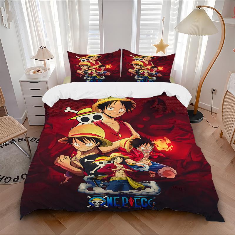 

3-предметный комплект постельного белья Luffy One Piece Приключение Декор гостевой комнаты, спальни Рождественский, Хэллоуинский Декор Подарки - Для всех сезонов (Без вкладыша)a1013080 135x200cm